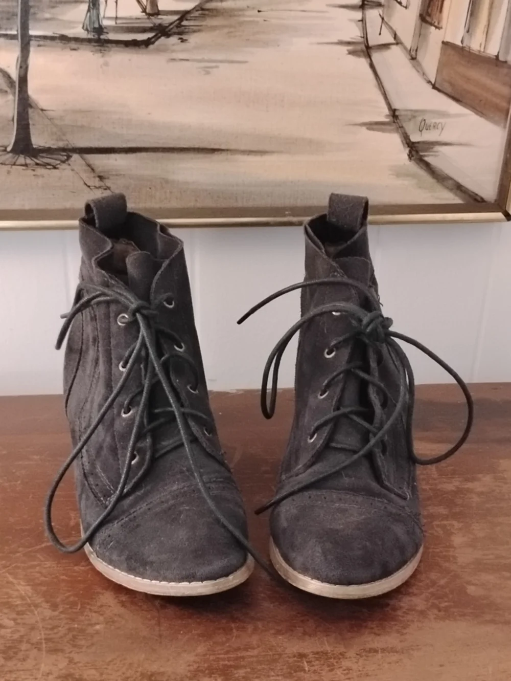 MI.IM Lace-Up Suede Ankle Boots - Dark Gray